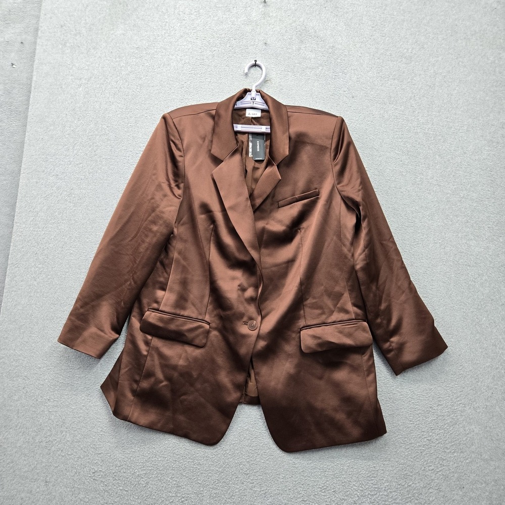 Express Women Blazer XL Brown Suit Jacket Business Button Long Sleeve NWT